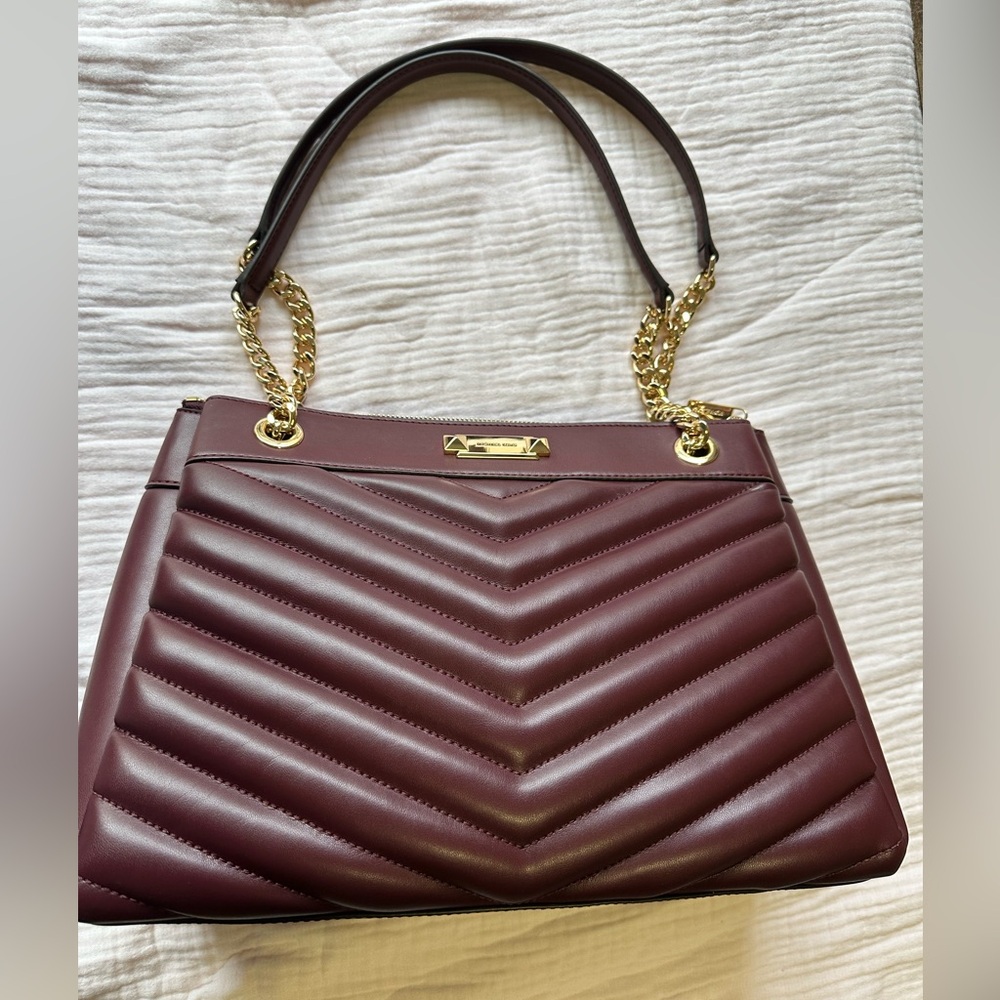 Michael Kors Whitney Large Quilted Shoulder Bag Oxblood Burgundy NWOT
